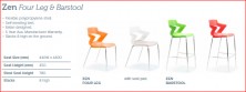 Zen Bar Stool. Chrome Frame. Orange, Red, Green, Black, White, Sand, Grey, Blue